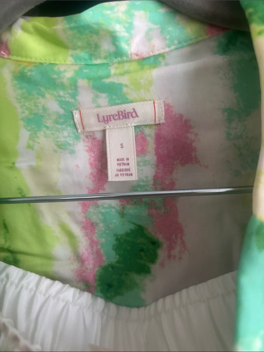 NWT Lyrebird from Anthro Silky Watercolor Pajama Set in Green, Pink & Yellow - Picture 4 of 11